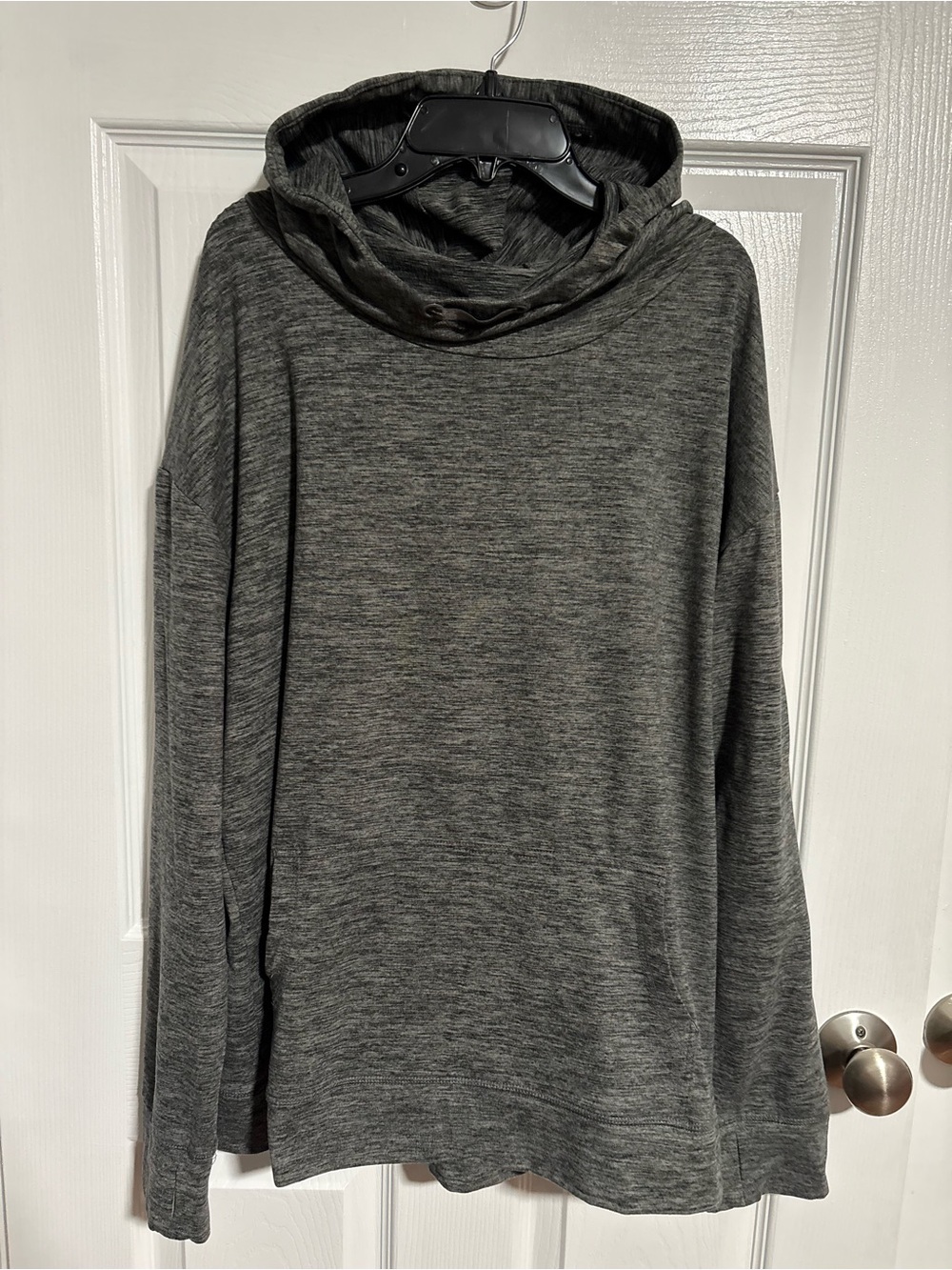 Crane Grey Melange Cowl Neck Pullover Hoodie Sweatshirt Women’s XL/16-18
